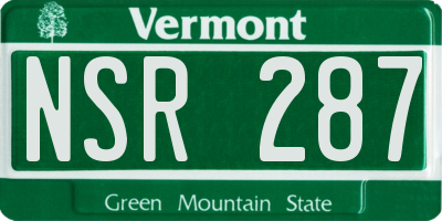 VT license plate NSR287