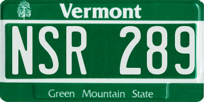 VT license plate NSR289