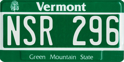VT license plate NSR296