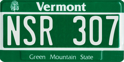 VT license plate NSR307