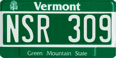 VT license plate NSR309