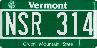VT license plate NSR314