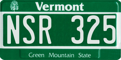 VT license plate NSR325