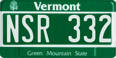 VT license plate NSR332