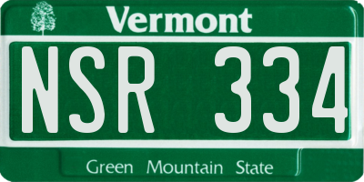 VT license plate NSR334