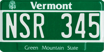 VT license plate NSR345