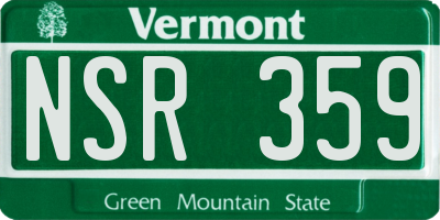 VT license plate NSR359