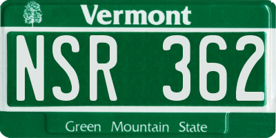 VT license plate NSR362
