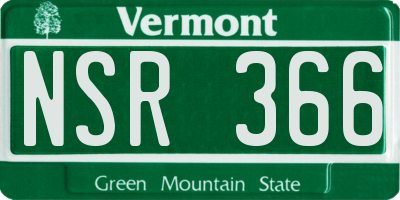 VT license plate NSR366