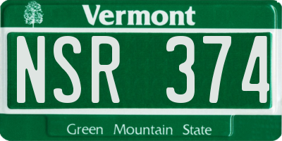 VT license plate NSR374