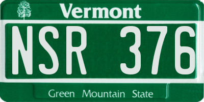 VT license plate NSR376