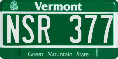 VT license plate NSR377