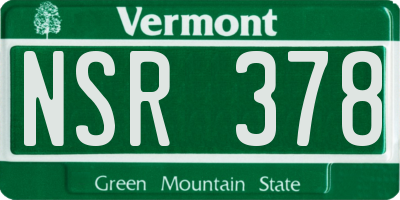 VT license plate NSR378