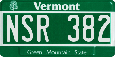 VT license plate NSR382