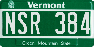 VT license plate NSR384