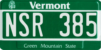 VT license plate NSR385