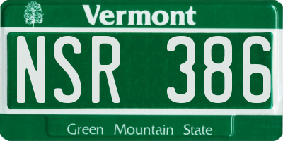 VT license plate NSR386