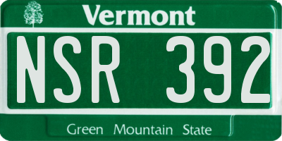 VT license plate NSR392