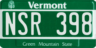 VT license plate NSR398