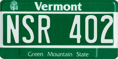 VT license plate NSR402