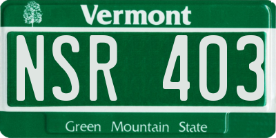 VT license plate NSR403