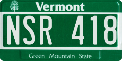 VT license plate NSR418