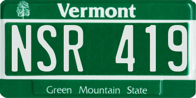 VT license plate NSR419