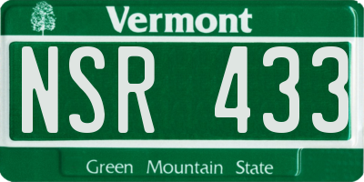 VT license plate NSR433