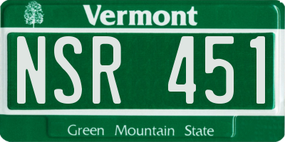 VT license plate NSR451