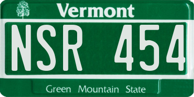 VT license plate NSR454
