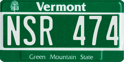 VT license plate NSR474