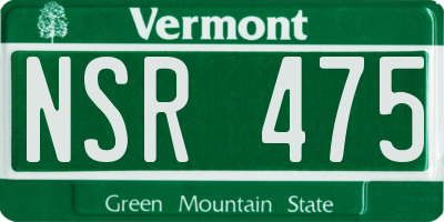 VT license plate NSR475