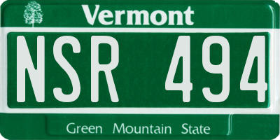 VT license plate NSR494