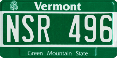 VT license plate NSR496