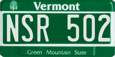 VT license plate NSR502