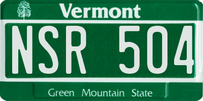 VT license plate NSR504