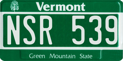 VT license plate NSR539