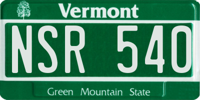 VT license plate NSR540