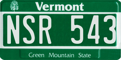VT license plate NSR543