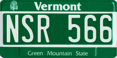VT license plate NSR566