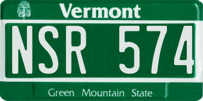 VT license plate NSR574