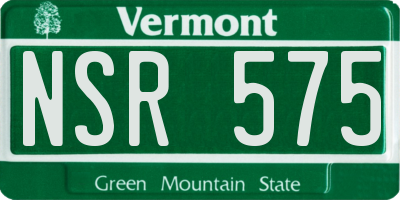 VT license plate NSR575