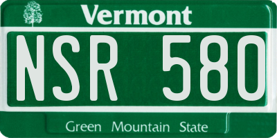 VT license plate NSR580