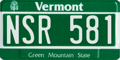 VT license plate NSR581