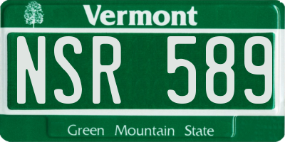 VT license plate NSR589