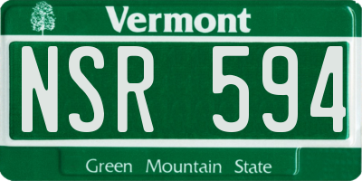 VT license plate NSR594