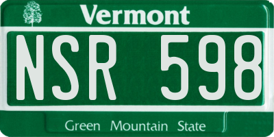 VT license plate NSR598