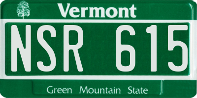 VT license plate NSR615