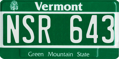 VT license plate NSR643