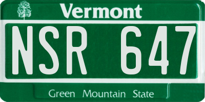 VT license plate NSR647